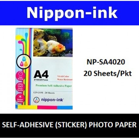 NP-SA4020 A4 Glossy Self Adhesive ( Sticker ) Photo 125GSM Inkjet Paper 20 pcs