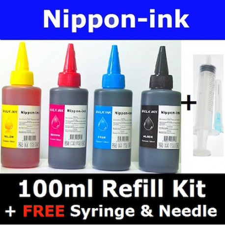 Universal Refill Kit 4 Bottle (BCMY) fo Inkjet Ink Cartridge or Ink Tank System Printer Models