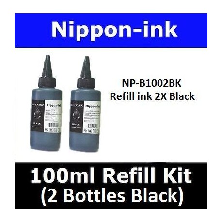 Universal Refill Kit 2 x 100ml Bottle ( Black ) fo Inkjet Ink Cartridge or Ink Tank System Printer Models