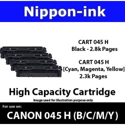 Cartridge 045H For Canon laser toner Cartridge045H Nipponink ( Colour Selection Black Cyan Magenta Yellow )