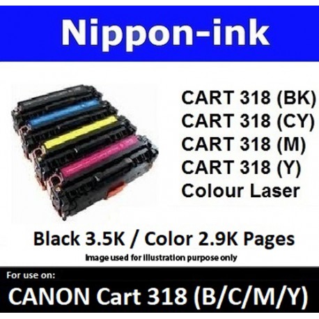 Cartridge 318 For Canon laser toner Cartridge318 Nipponink ( Colour Selection Black Cyan Magenta Yellow )
