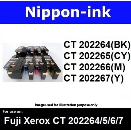 For Fuji Xerox CT 202264 CT 202265 CT 202266 CT 202267 laser toner Nipponink ( Color Selection Black Cyan Magenta Yellow )