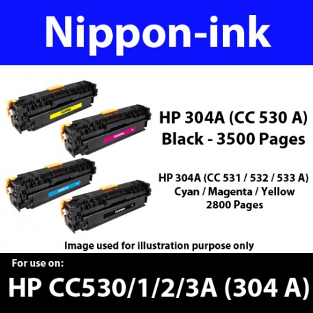 For HP 340 A ( CC 530A 531A 532A 533A ) laser Toner Nipponink 304A ( CC530A CC531A CC532A CC533A )( Black Cyan Magenta Yellow )