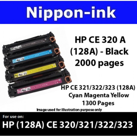 For HP 128 A ( CE 320A 321A 322A 323A ) laser Toner Nipponink 128A ( CE320A CE321A CE322A CE323A )( Black Cyan Magenta Yellow )