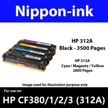 For HP 312 A ( CF 380A 381A 382A 383A ) laser Toner Nipponink 312A ( CF380A CF381A CF382A CF383A )( Black Cyan Magenta Yellow )
